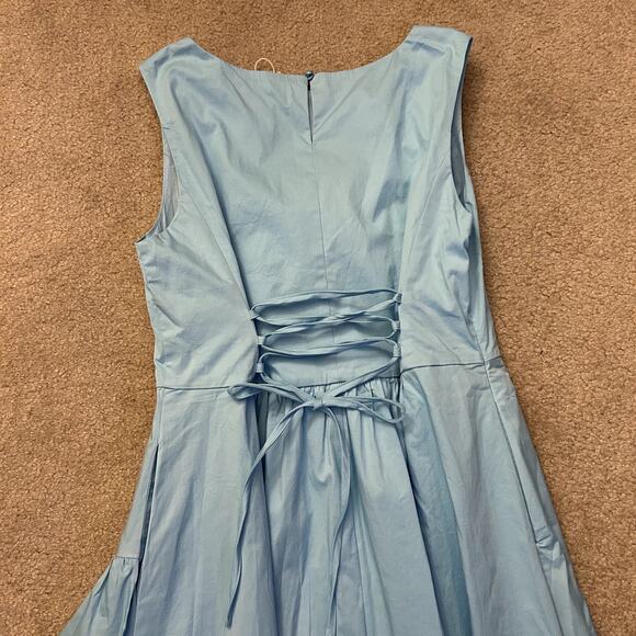 Linen Vibes Cinderella Blue Cotton Ruffle French Vintage Cotton Dress Size M - Picture 13 of 15